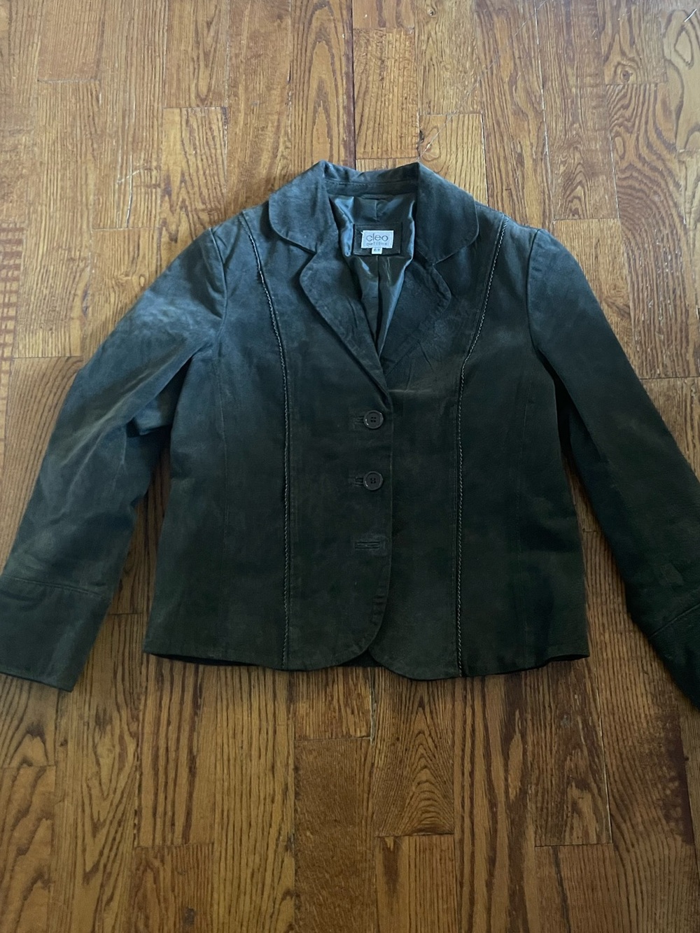 CLEO Dark Grey Suede Notch-Collar Women's Blazer - Size Medium